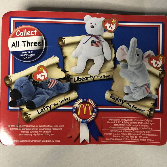 Ty Toys Ty Beanie Babies American Trio Set Of 3 Mcdonalds Lefty